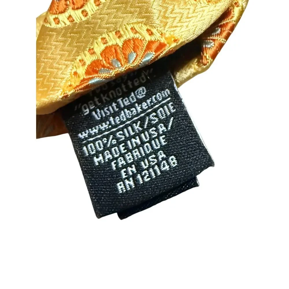 Ted Baker London Yellow Geometric Sunburst 100% Silk Necktie